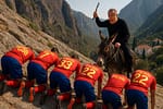 Jucătorii FCSB, puși de Becali să urce pe genunchi și coate pe muntele Athos