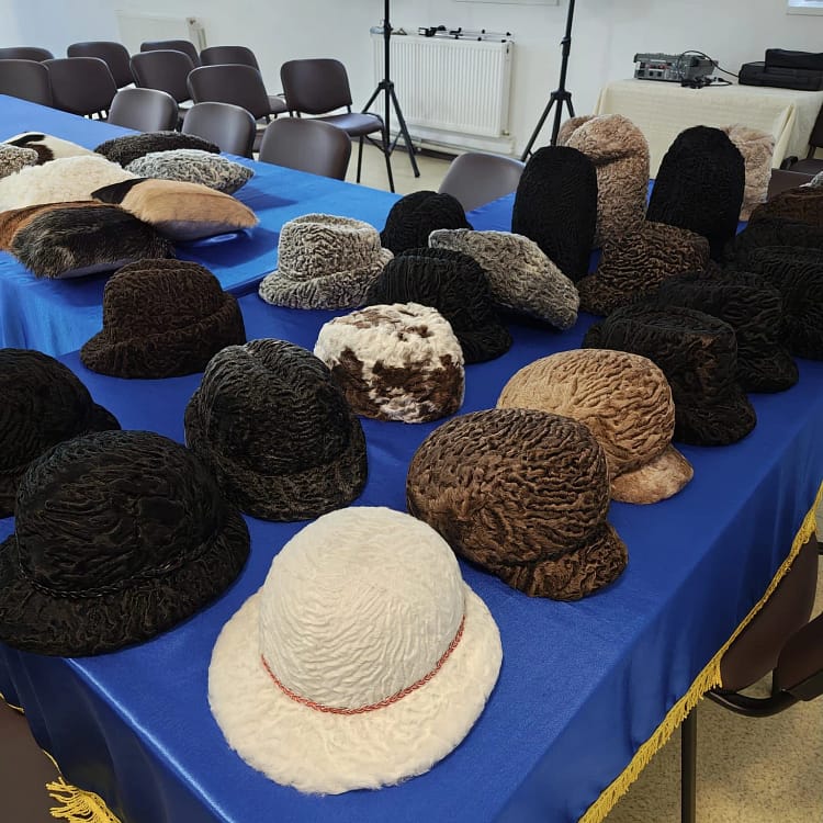 Pălării și pernuțe din pielicele de karakul FOTO Stațiunea de cercetare de la Popăuți