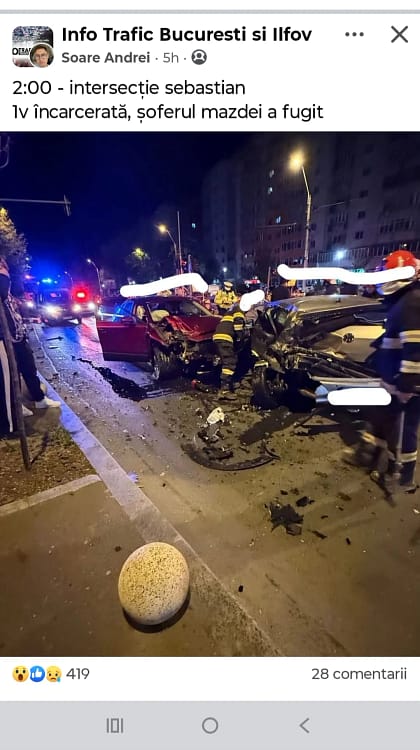 Accident grav în București FOTO: Info Trafic București și Ilfov/FB