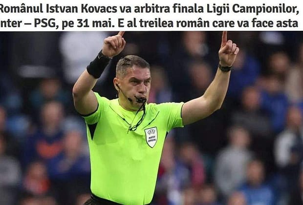 Românul István Kovács va arbitra finala UCL. Cotă 1,3 să devină ungurul István Kovács dacă arbitrează prost