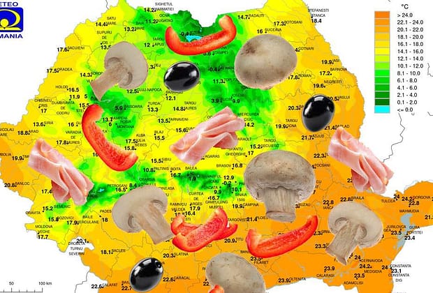 ANM anunţă vreme capricciosa în România. Va ploua cu şuncă, ciuperci, măsline şi ardei gras