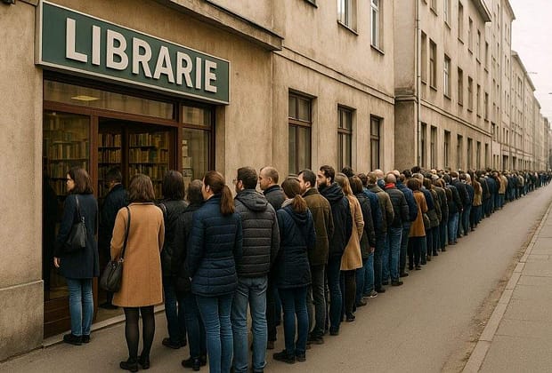 Noul Münchhausen! Un român susține că la librăria lui e coadă mai mare decât la șaormăria de lângă