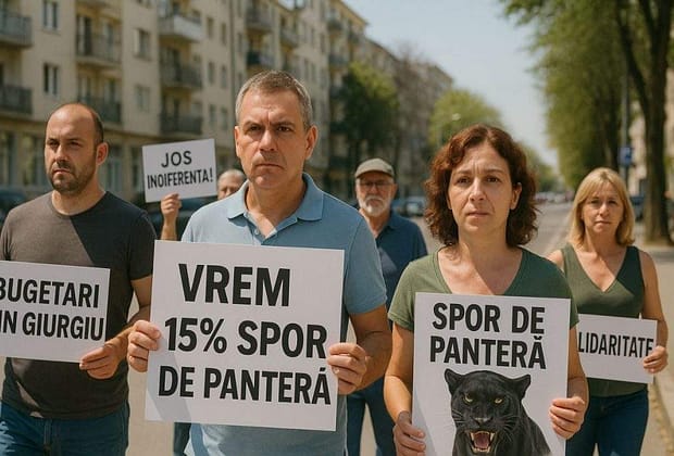 Bugetarii din Giurgiu ies în stradă să ceară 15% spor de panteră