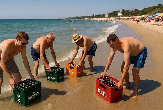Apa mării, în sfârşit utilă după ce s-a răcit brusc. Avem unde să ţinem berile