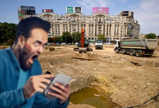 Şantierul din Piaţa Unirii provoacă isterie pe TikTok: „Ne fură francezii asfaltul!”