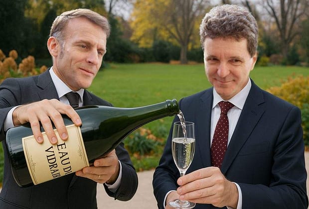 Nicuşor, tratat regeşte în Franţa. În locul banalei şampanii a primit apă de Vidraru