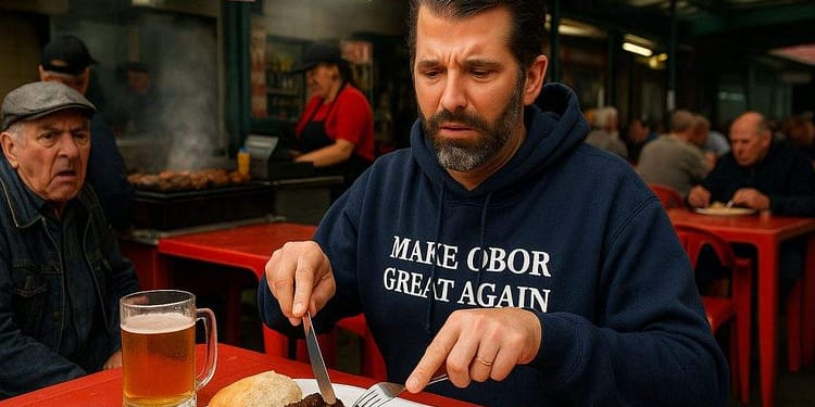 Ce țăran! Donald Trump Jr. a fost la Terasa Obor și a cerut furculiță și cuțit la mici