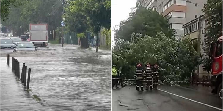 FOTO / VIDEO Ploile abundente au paralizat Bucureștiului. Străzi inundate, blocaj în zona liniei de centură și linii STB deviate
