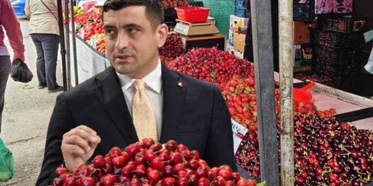 Patriot sau arogant? Simion a cumpărat un kg de cireșe românești cu 250 lei