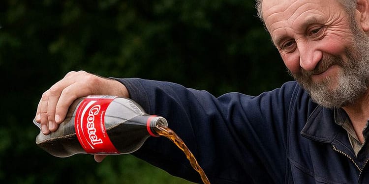 Nea Costel, bucuros că a găsit o sticlă de cola cu numele lui: “O vărs şi pun ţuică în ea!”