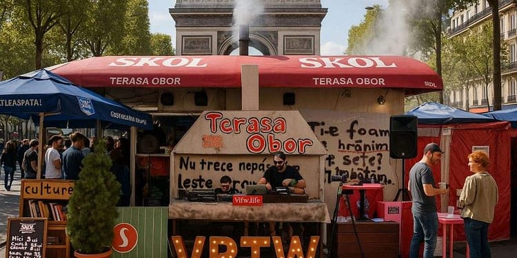Scandalos! Francezii au furat Terasa Obor cu totul și au mutat-o pe Champs-Élysées