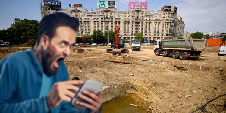 Şantierul din Piaţa Unirii provoacă isterie pe TikTok: „Ne fură francezii asfaltul!”