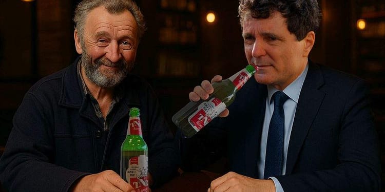 Nicușor a încurcat protocolul și a încercat să bea dintr-o bere nedesfăcută la întâlnirea cu nea Costel