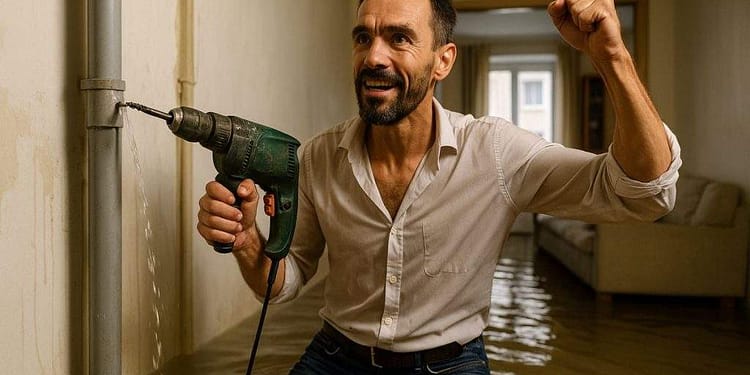 Erou! Pentru că furtuna nu a făcut ravagii, un român a spart țevile și a inundat el pe toată lumea