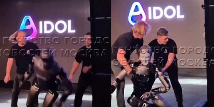 Rușii își apară robotul umanoid care a căzut pe scenă: „Băuse două sticle de vodcă”