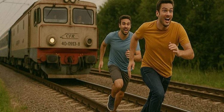 Doi români care au alergat după un tren CFR au ajuns înaintea lui la destinație