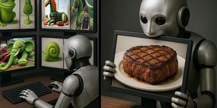 După o zi grea de generat sculpturi din legume, un AI a ajuns acasă şi şi-a generat o ceafă de porc