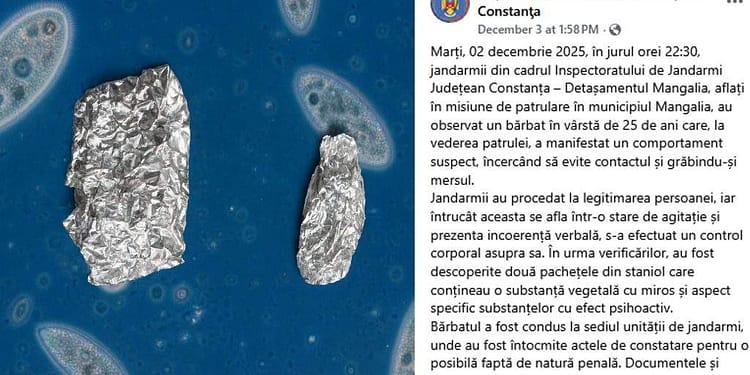 Jandarmeria Constanța şi-a luat microscop şi se laudă cu o captură de 0,0001 g de iarbă